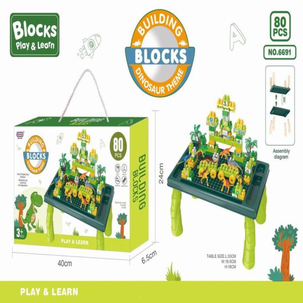 Mesa Dino Bloques 80 Piezas (dinosaurios)