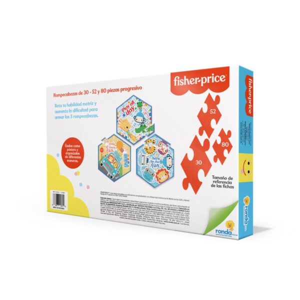 Rompecabezas Ronda Fisher Price 30 52 Y 80 Piezas (con 3 laminas) 22.9cm x 26.5cm - Imagen 3