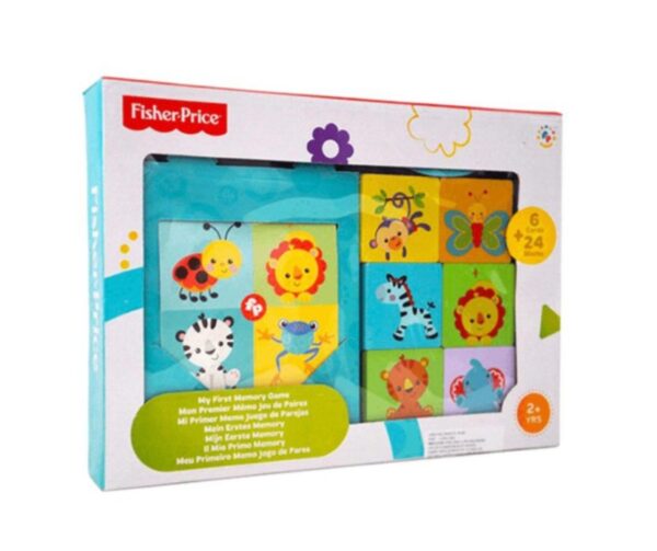 Mi Primer Juego De Memoria Fisher Price De Madera 6 Tarjetas Y 24 Bloques