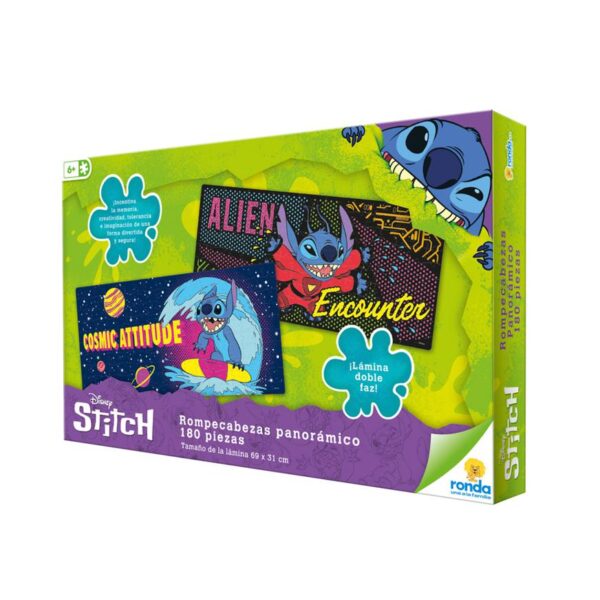 Rompecabezas Ronda Stitch disney (180 Piezas) imagen por ambos lados (69cm x 31cm) - Imagen 3