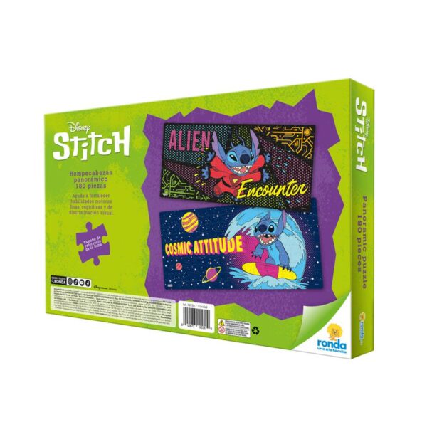 Rompecabezas Ronda Stitch disney (180 Piezas) imagen por ambos lados (69cm x 31cm)