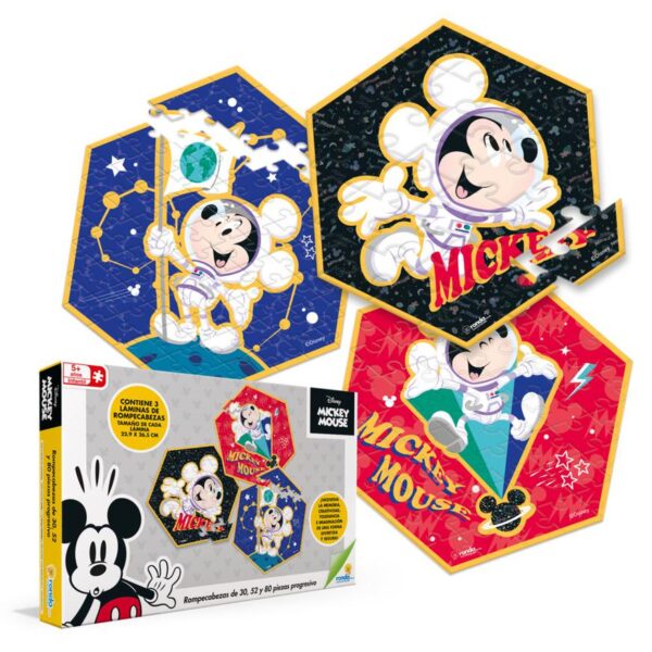 Rompecabezas Ronda Mickey 30 52 Y 80 Piezas (con 3 laminas)  22.9cm x 26.5cm disney - Imagen 2