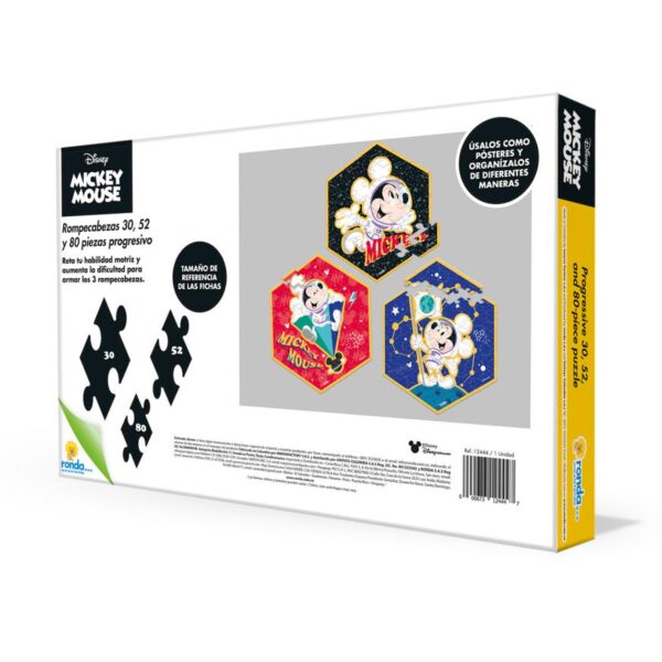 Rompecabezas Ronda Mickey 30 52 Y 80 Piezas (con 3 laminas)  22.9cm x 26.5cm disney - Imagen 3