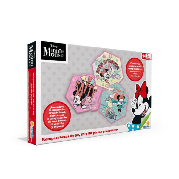 Rompecabezas Ronda Minnie 30 52 Y 80 Piezas (con 3 laminas)  22.9cm x 26.5cm disney