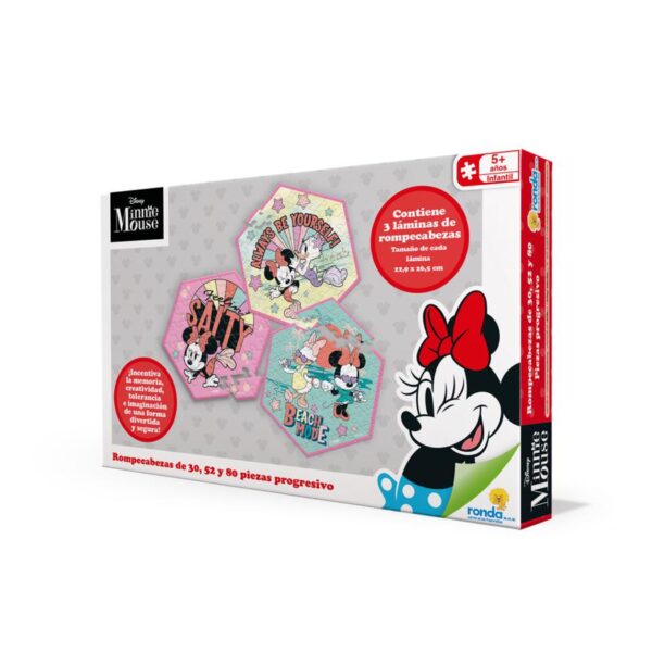 Rompecabezas Ronda Minnie 30 52 Y 80 Piezas (con 3 laminas)  22.9cm x 26.5cm disney - Imagen 3
