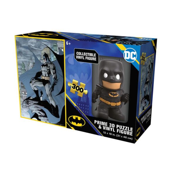 Rompecabezas Batman Prime 3D + Figura Vinil Batman (300 Piezas) 31cm x 46cm ooshie