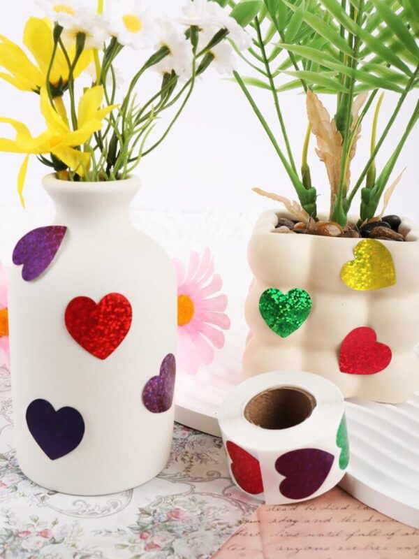 Stickers corazones glitter colores variados (pack 20)