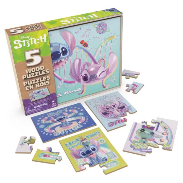 Rompecabezas Stitch Disney Pack X5 Madera - Imagen 2