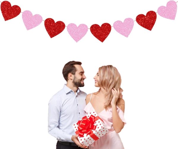 Banderin corazones glitter (san valentin) - Imagen 3