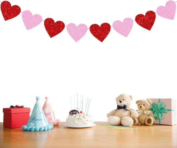 Banderin corazones glitter (san valentin) - Imagen 4