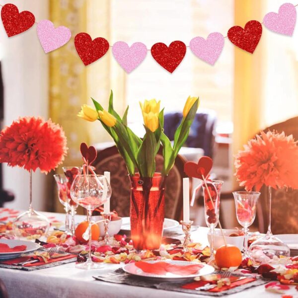 Banderin corazones glitter (san valentin) - Imagen 5