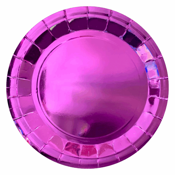 Platos fucsia metalicos chicos 17cm (pack 10)