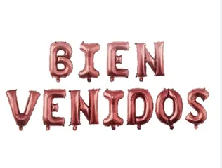 Blister Globos letras: Bienvenidos (rose gold)