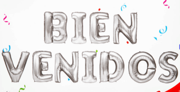 Blister Globos letras: Bienvenidos (plateado)
