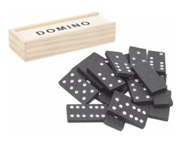 Domino caja de madera 28 fichas clasico (15cm x 5cm x 3cm alto)