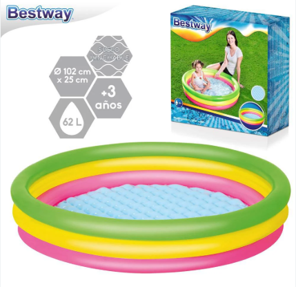 Piscina multicolor tres anillos (102cm x 25cm)