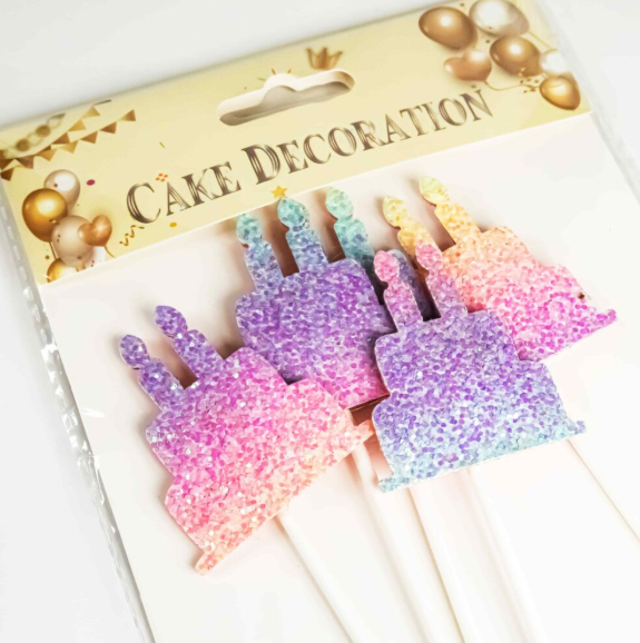 Topper tortas multicolor glitter