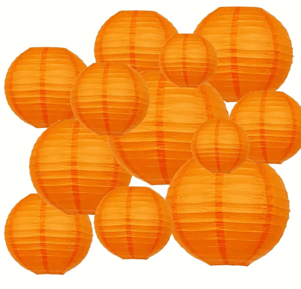 Lampara de papel naranja 20cm aprox