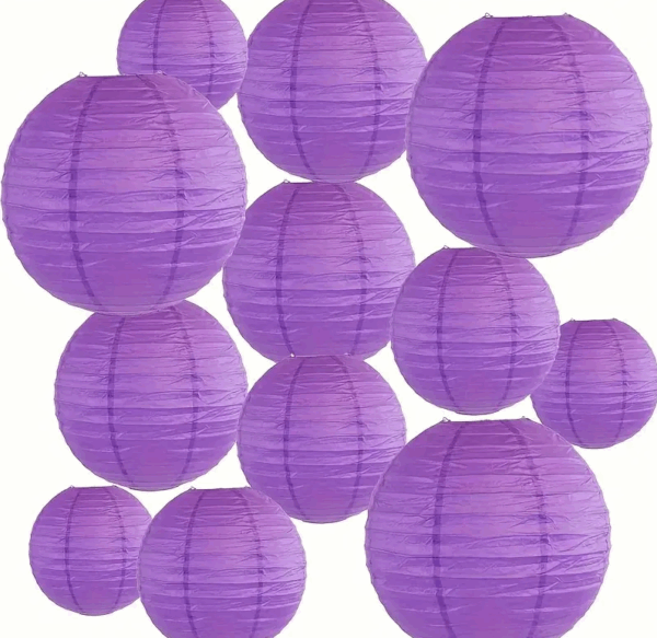 Lampara de papel morada 20cm aprox