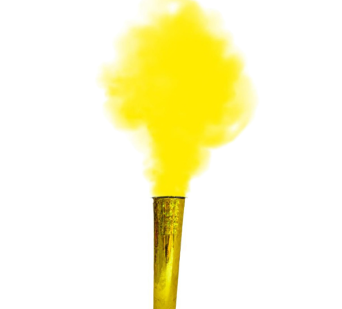 Lanza humo amarillo 40cm aprox (bombarda)
