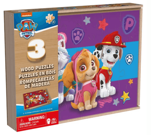 Rompecabezas de Madera 3 En 1 Paw Patrol (20.4cm x 21.3cm)