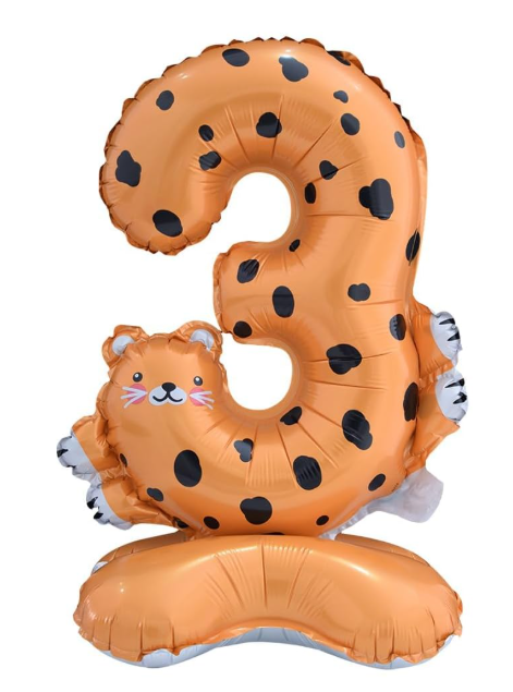 Globo numero 3 jaguar (39cm x 61cm) con helio (animales)