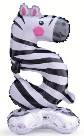 Globo numero 5 cebra (37cm x 64cm) con helio (animales)