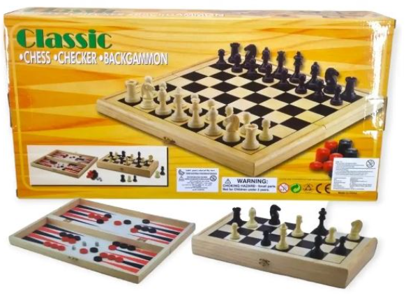 Juego 3 en 1 madera ajedrez, damas, backgammon