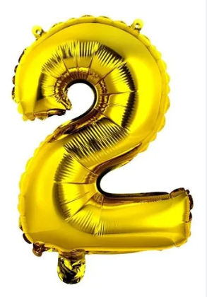 Globo numero 2 dorado metalico 32" o 80cm con helio
