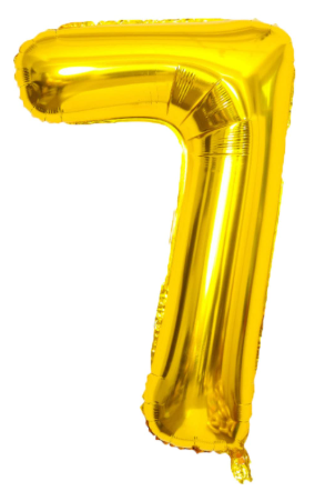 Globo numero 7 dorado metalico 32" o 80cm con helio