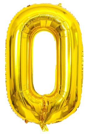 Globo numero 0 dorado metalico 32" o 80cm con helio