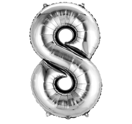 Globo numero 8 dorado metalico 32" o 80cm con helio
