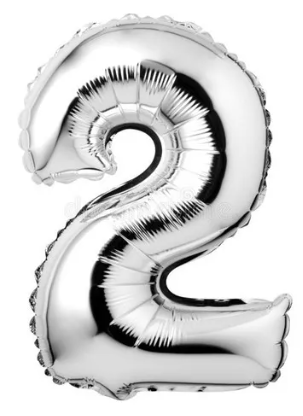 Globo numero 2 plateado metalico 40" o 100cm con helio