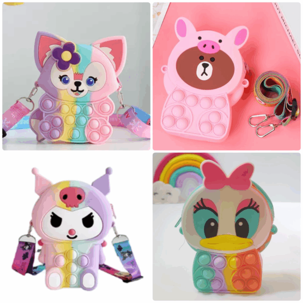 Monedero pop it cutie con correa (diseños y colores variados)