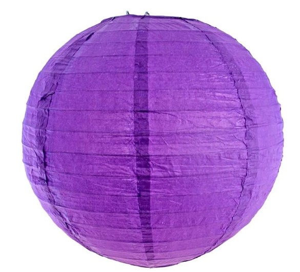 Lampara de papel morada 39cm aprox