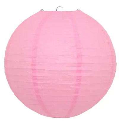 Lampara de papel rosada 39cm aprox