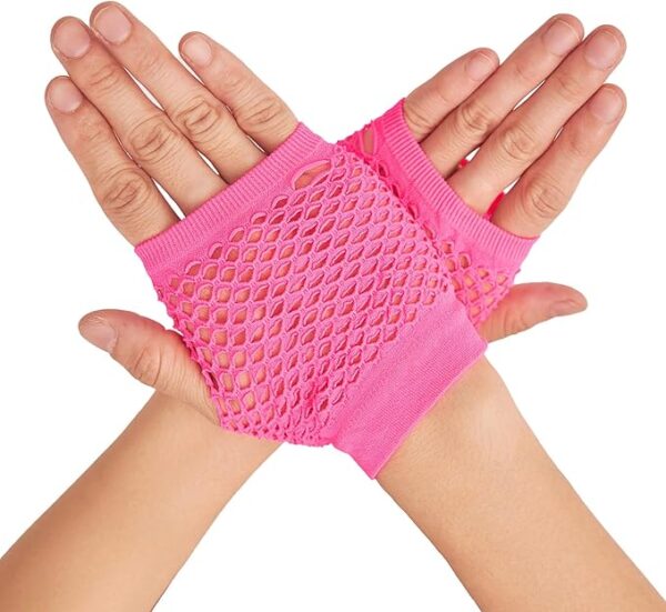 Guantes de red cortos 80tas (rosados neon) rock