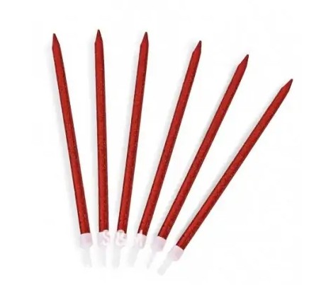 Velas glitter rojas (pack 6)