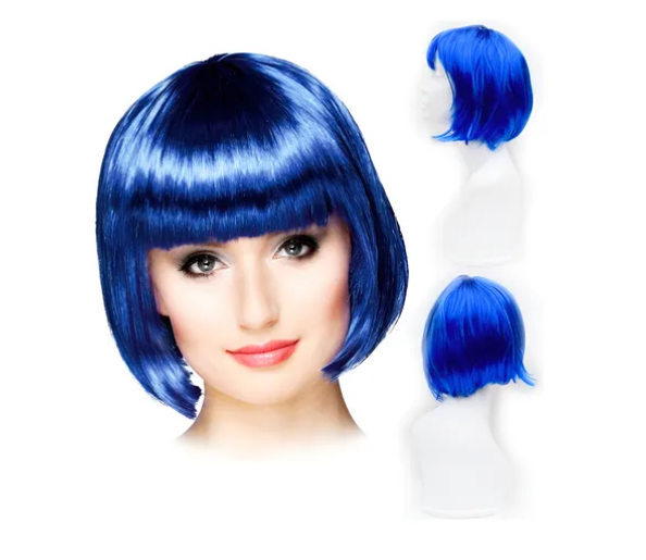 Peluca corta disfraz azul