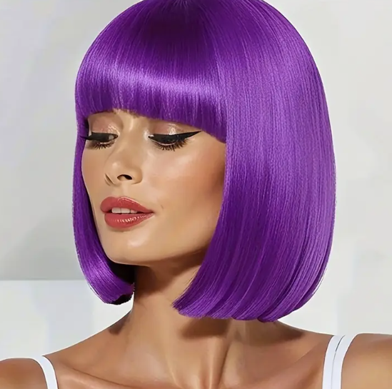 Peluca corta disfraz morado
