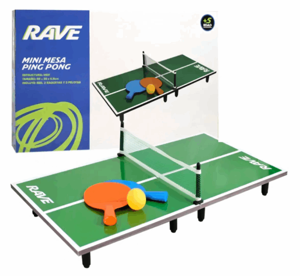 Mesa de Ping Pong (tenis de mesa) incluye 2 raquetas y pelota (60cm x 30cm x 6.5cm)