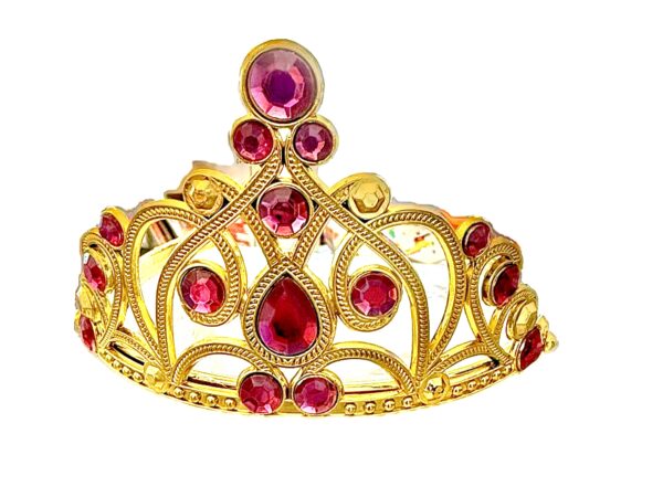 Corona Dorada De Piedras (colores Variados Al Azar ambar, fucsia, rosado)