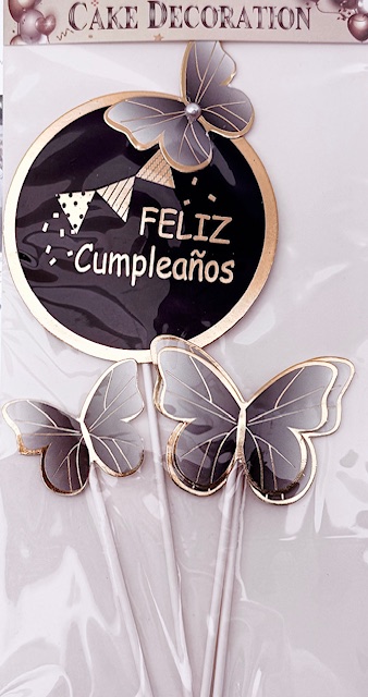 Topper Feliz cumpleaños mariposas