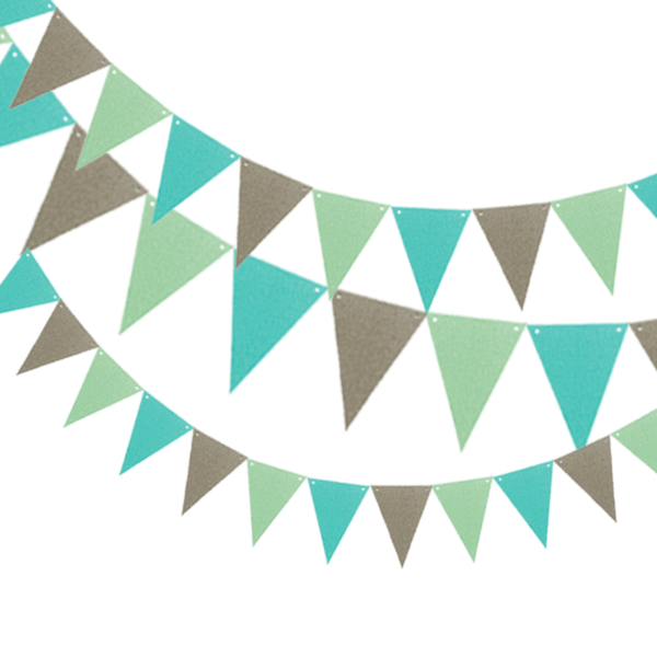 Banderin tricolor (verde aqua, plateado y  turquesa)