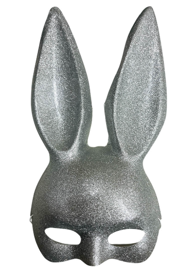Mascara conejo glitter plateado (halloween)
