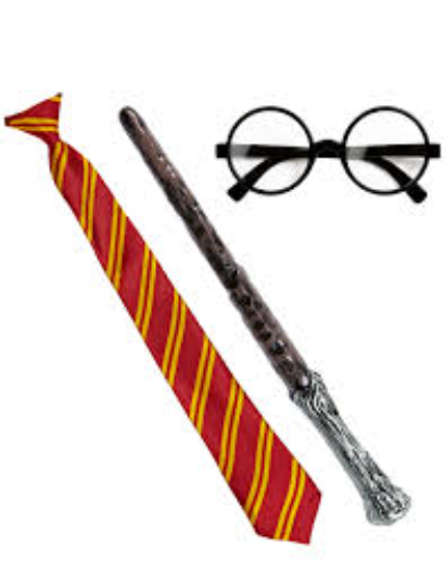 Harry Potter style basic pack disfraz accesorios (lentes, corbata y varita) imagen referencial
