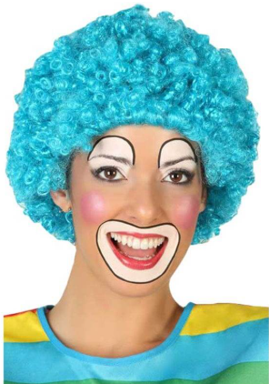 Peluca payaso rizada (turquesa) stock limitado