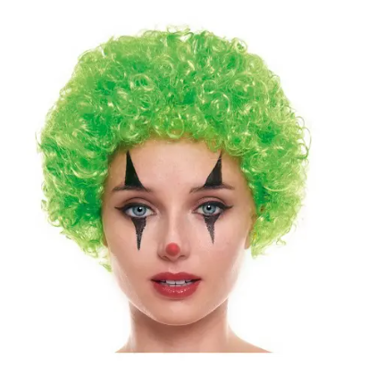 Peluca payaso rizada (verde) stock limitado