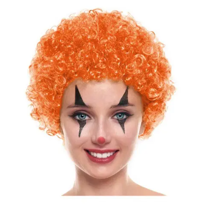 Peluca payaso rizada (naranja) stock limitado