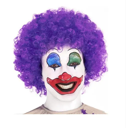 Peluca payaso rizada (morada) stock limitado